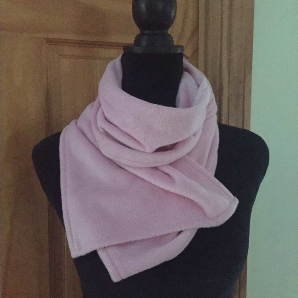 Pink fleece scarf